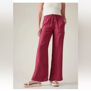 Athleta Berry Wide-Leg Linen Pants